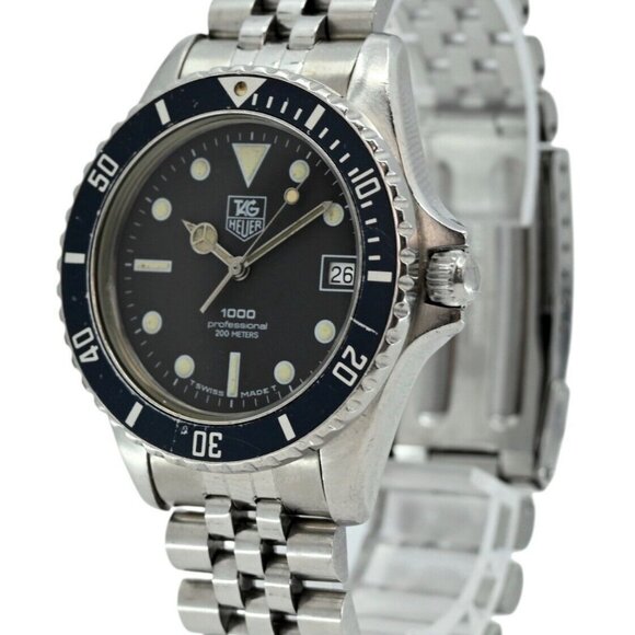 Tag Heuer Men's 37mm 980.013N Black Dial Professional 1000 Dive Watch 195/3 Band - Picture 2 of 10